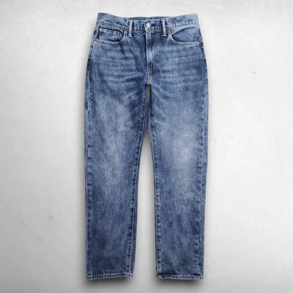 Levis 522 Jeans Slim Taper Leather Patch Two-Tone Premium Men 30x32 Stonewash